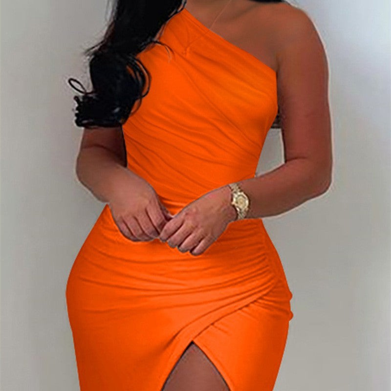 Eloria Off-Shoulder Slit Dress